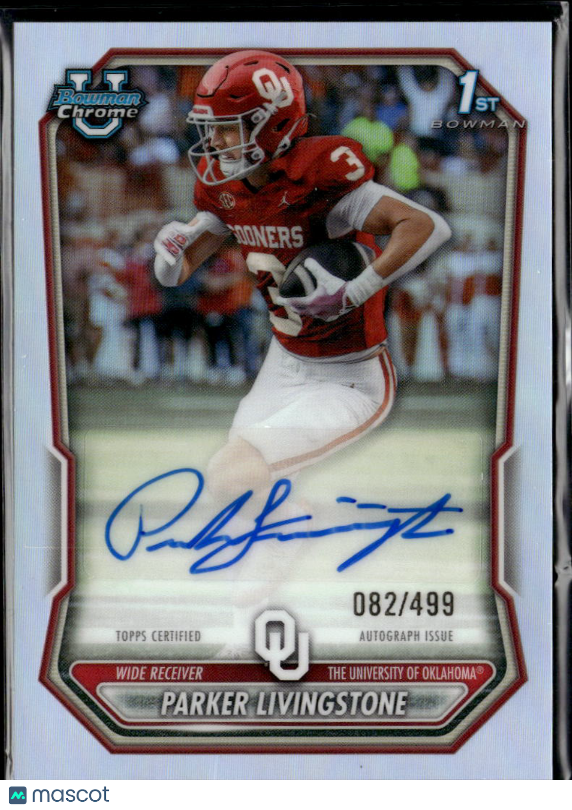 Parker Livingstone 2026 Bowman Chrome 1st Auto Autograph 82/499 Oklahoma Sooners