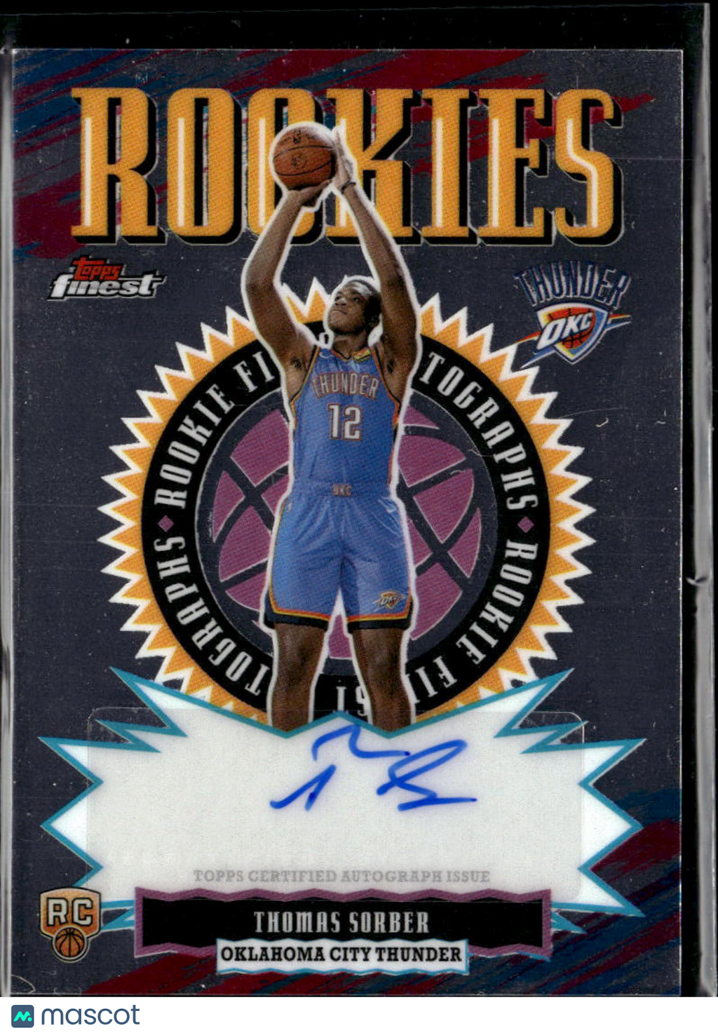 Thomas Sorber 2026 Topps Finest Auto Autograph RC Oklahoma City Thunder
