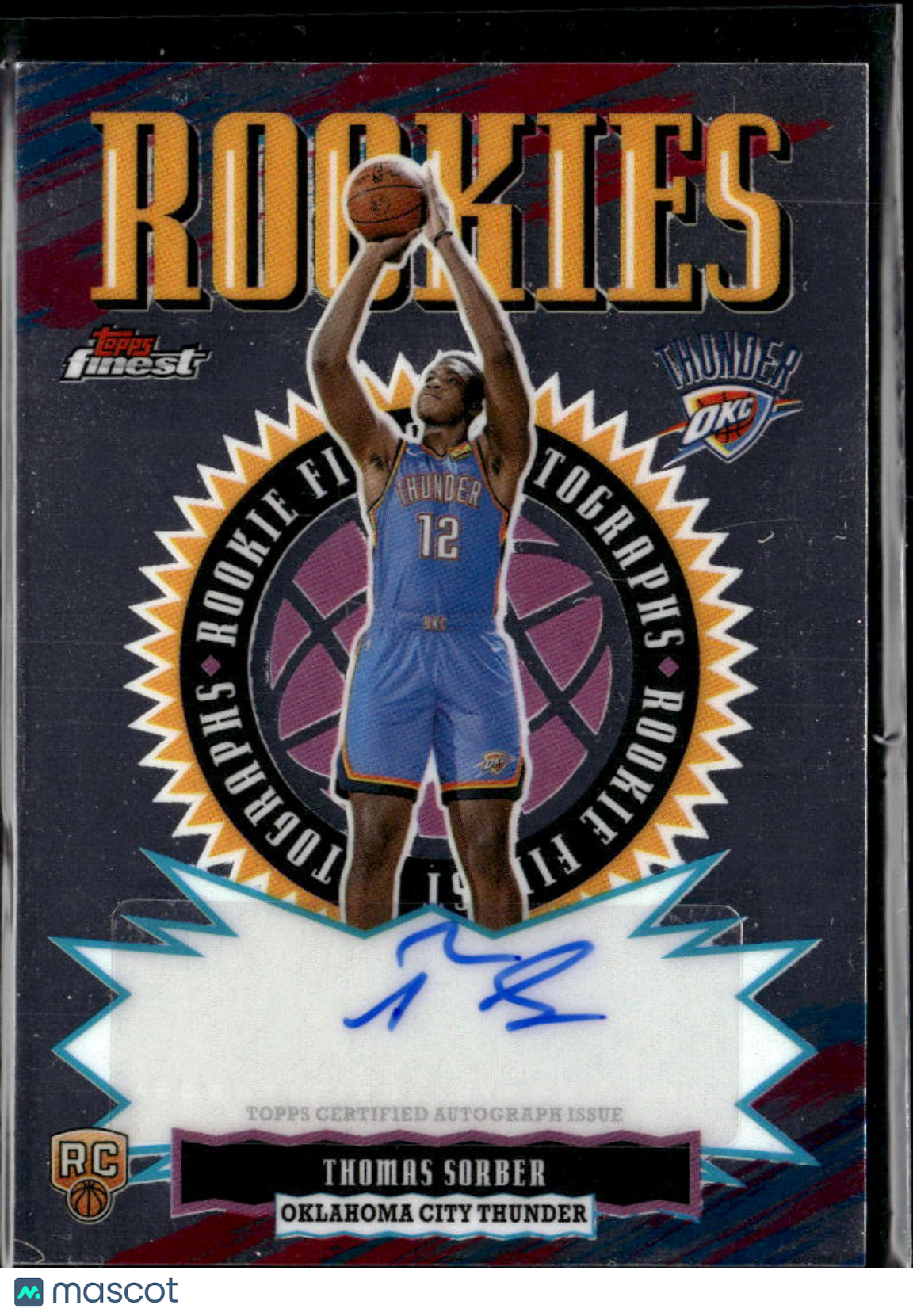 Thomas Sorber 2026 Topps Finest Auto Autograph RC Oklahoma City Thunder