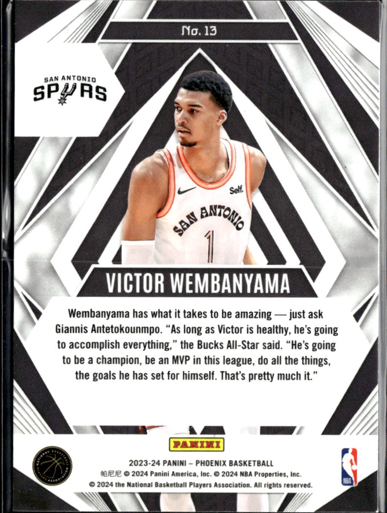 Victor Wembanyama 2023-24 Phoenix Paragon Silver Prizm Rookie RC Spurs