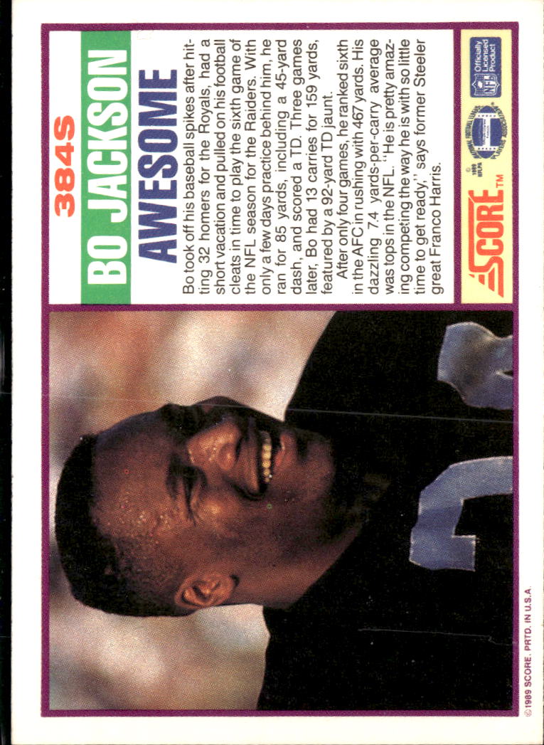 Bo Jackson 1990 Score Supplemental #384S Oakland Raiders