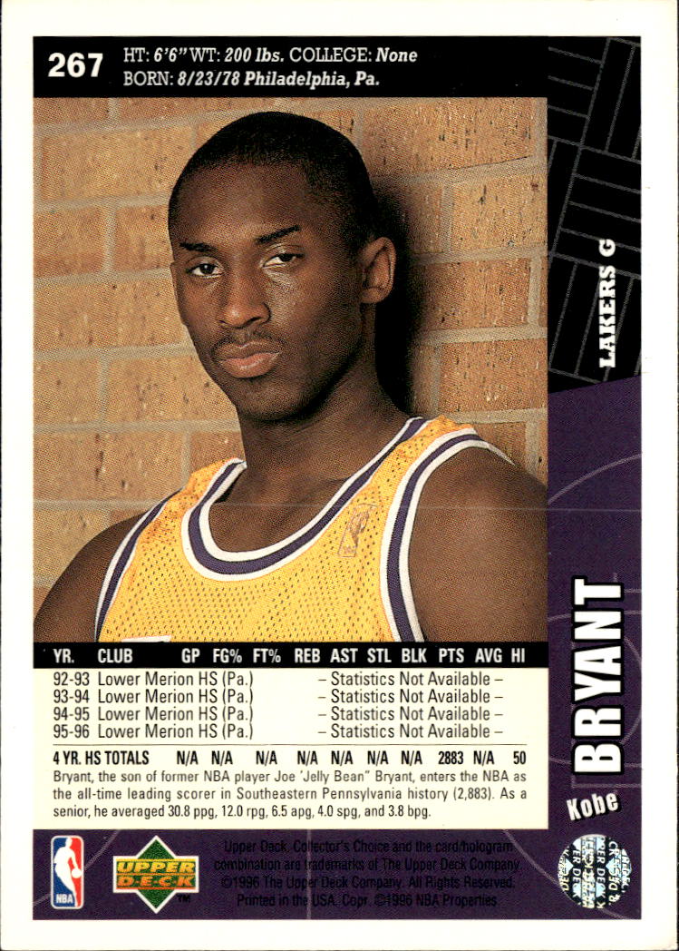Kobe Bryant 1996-97 Upper Deck Collector's Choice Rookie RC #267 LA Lakers