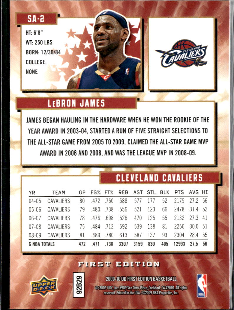 LeBron James 2009-10 Upper Deck Star Attractions Cleveland Cavaliers
