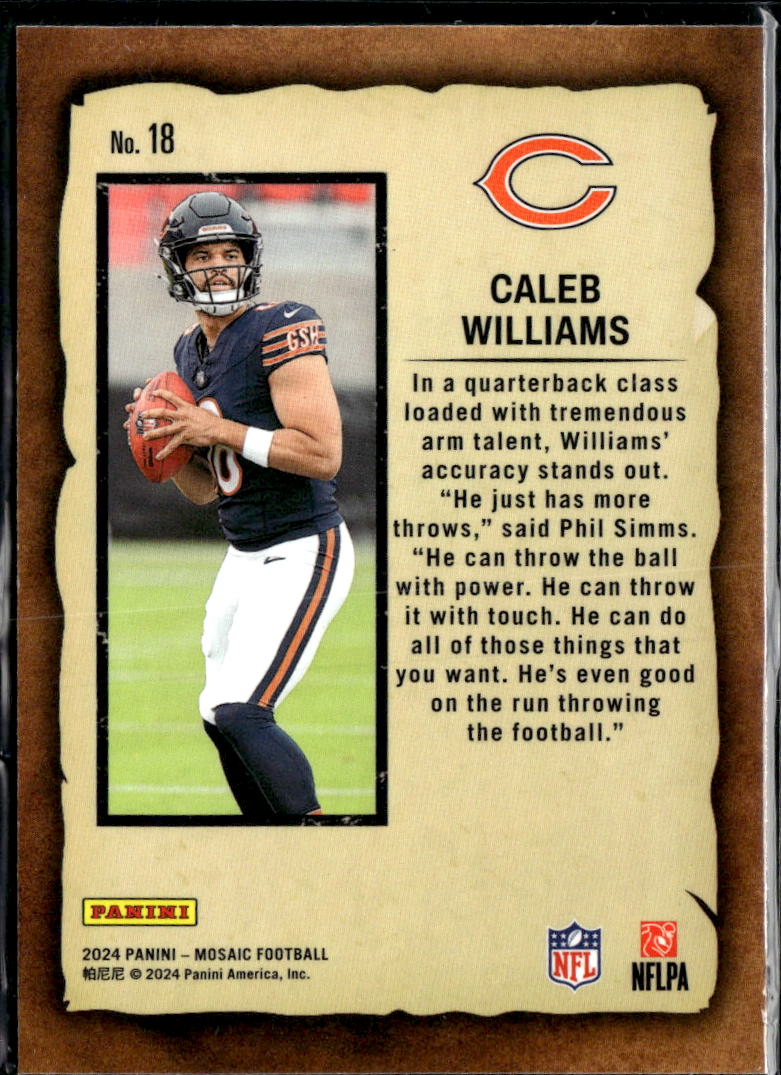 Caleb Williams 2024 Mosaic Notoriety Rookie RC Chicago Bears