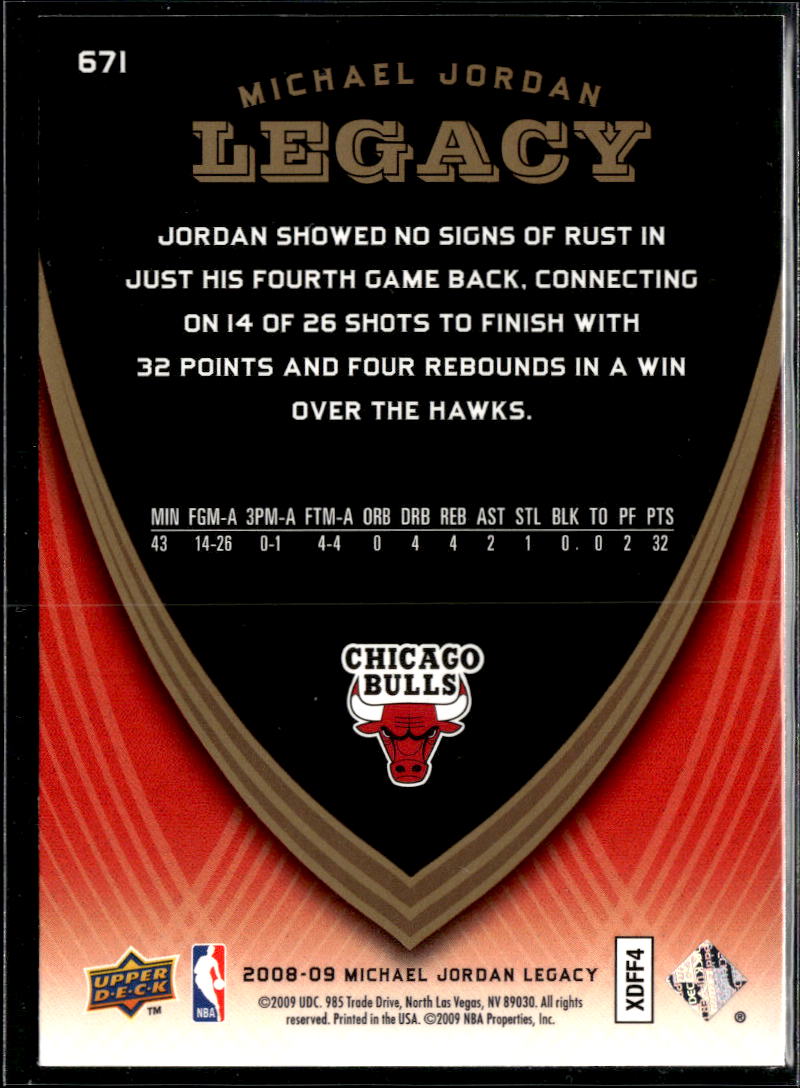 Michael Jordan 2009 Upper Deck Legacy #671 Chicago Bulls