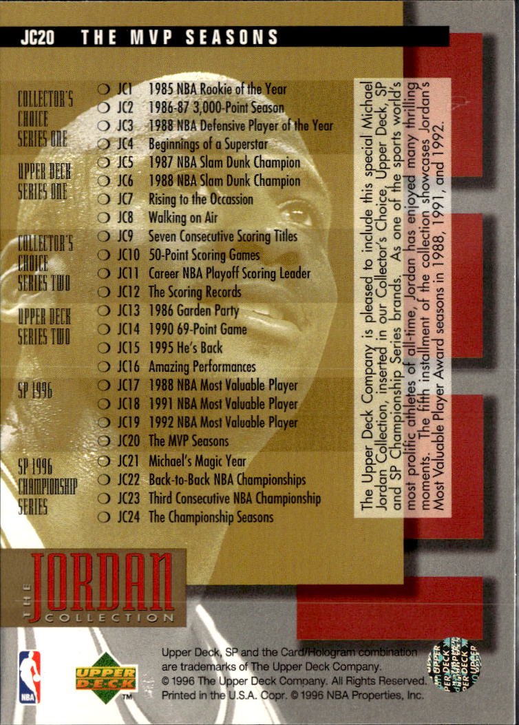 Michael Jordan 1996 Upper Deck SP Collection #JC20 Chicago Bulls