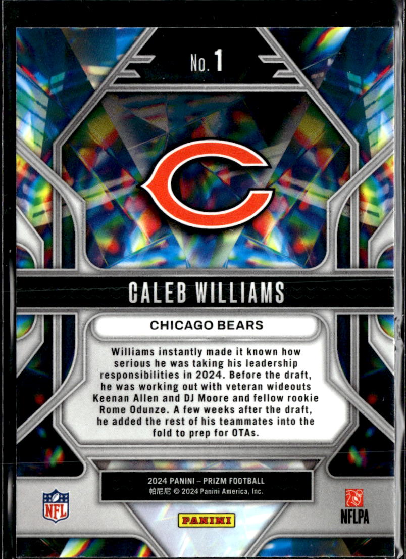 Caleb Williams 2024 Panini Prizm Prizmatic Rookie RC Chicago Bears