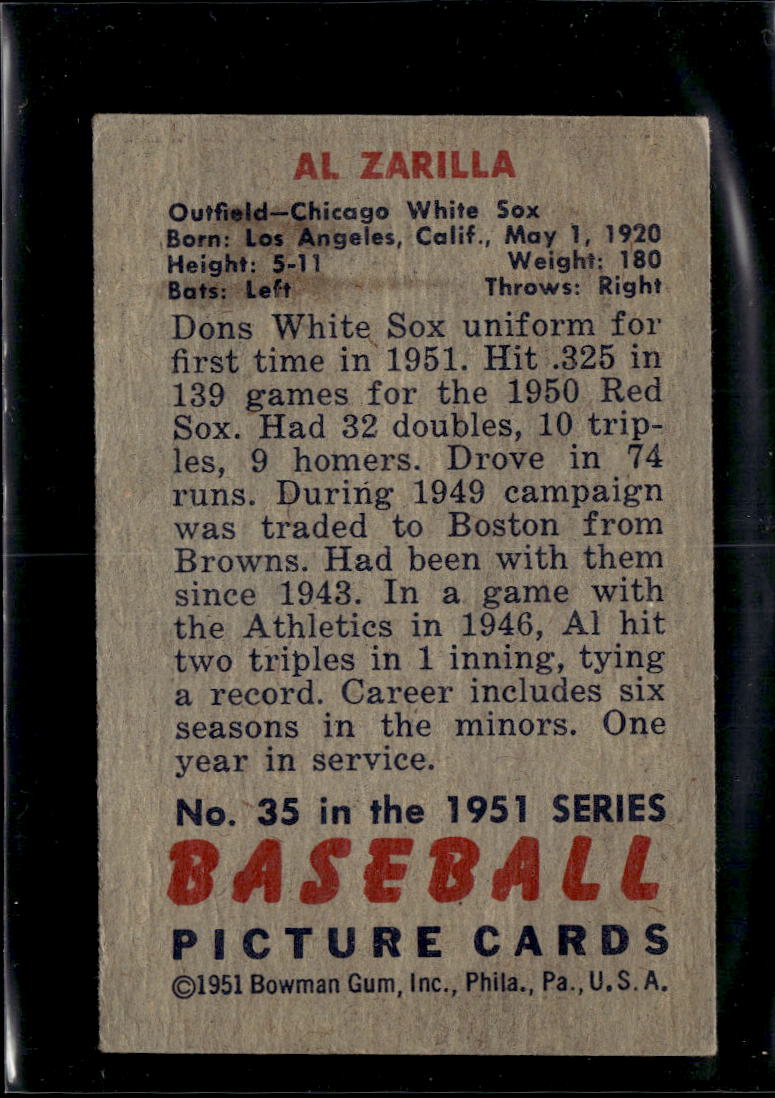 Al Zarilla 1951 Bowman #35 Chicago White Sox