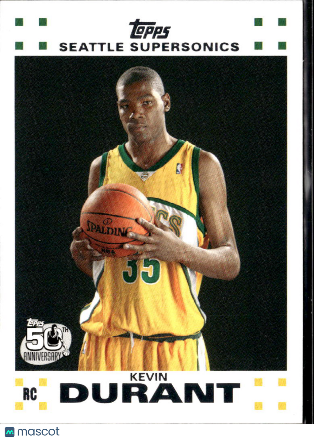 Kevin Durant 2007-08 Topps White Rookie RC #2 Seattle SuperSonics