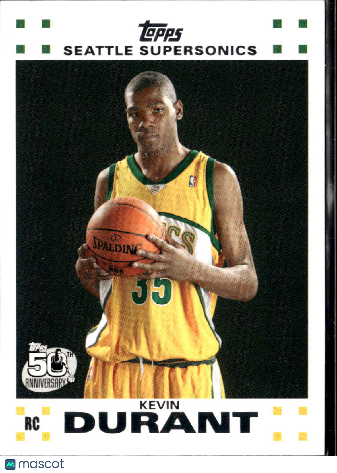 Kevin Durant 2007-08 Topps White Rookie RC #2 Seattle SuperSonics