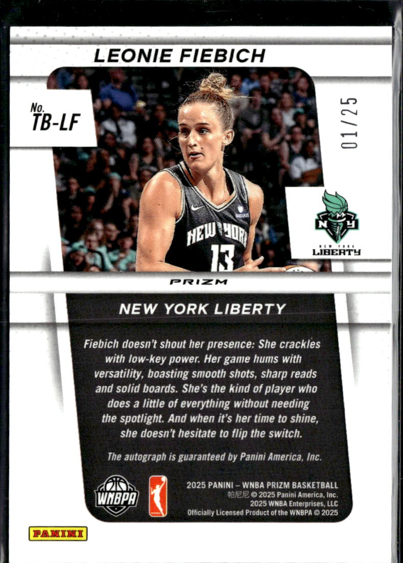 Leonie Fiebich 2025 Prizm Auto Autograph Green Pulsar 1/25 New York Liberty