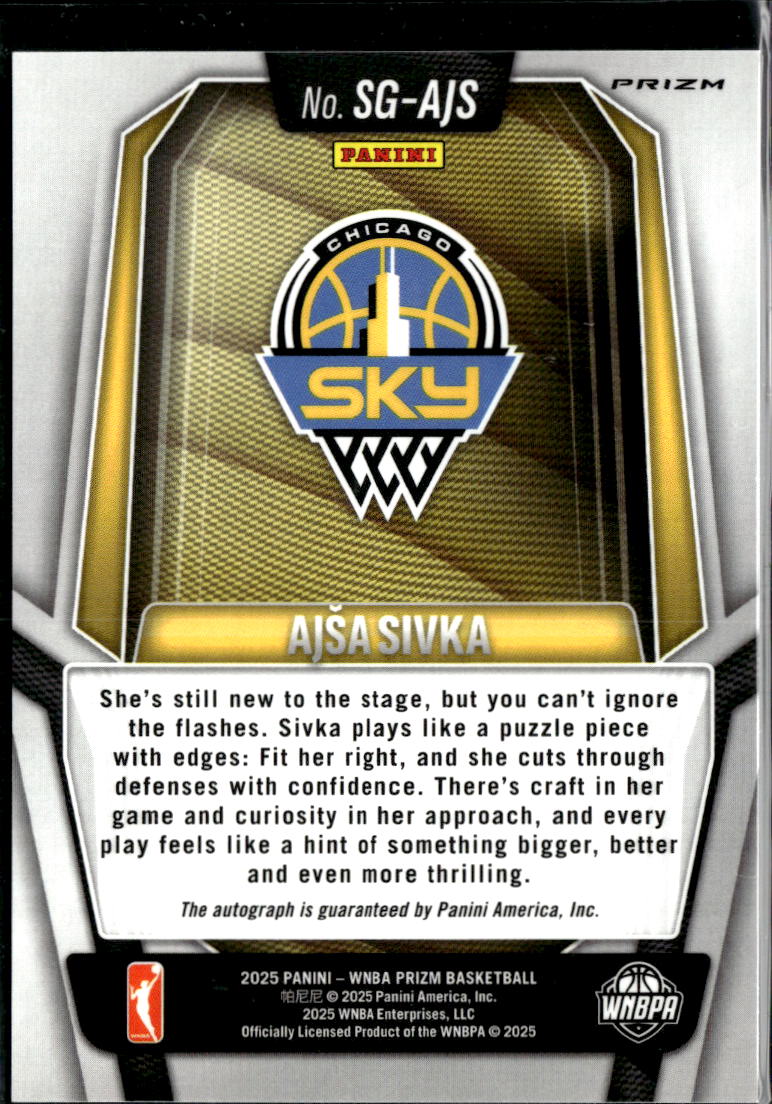 Ajsa Sivka 2025 Prizm Auto Autograph Rookie RC Green Chicago Sky