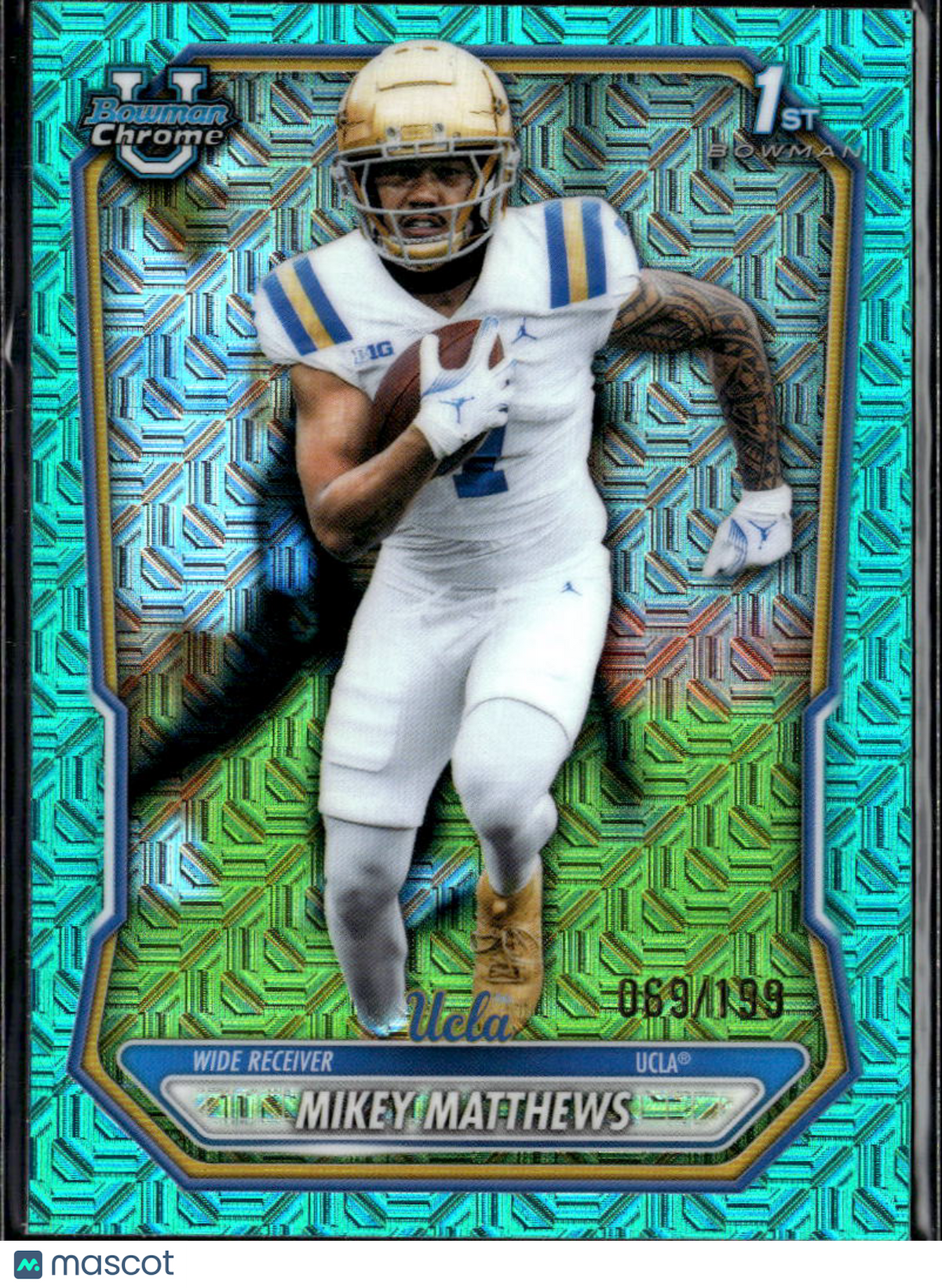Mikey Matthews 2025 Bowman Chrome 1st Aqua Refractor 69/199 UCLA Bruins