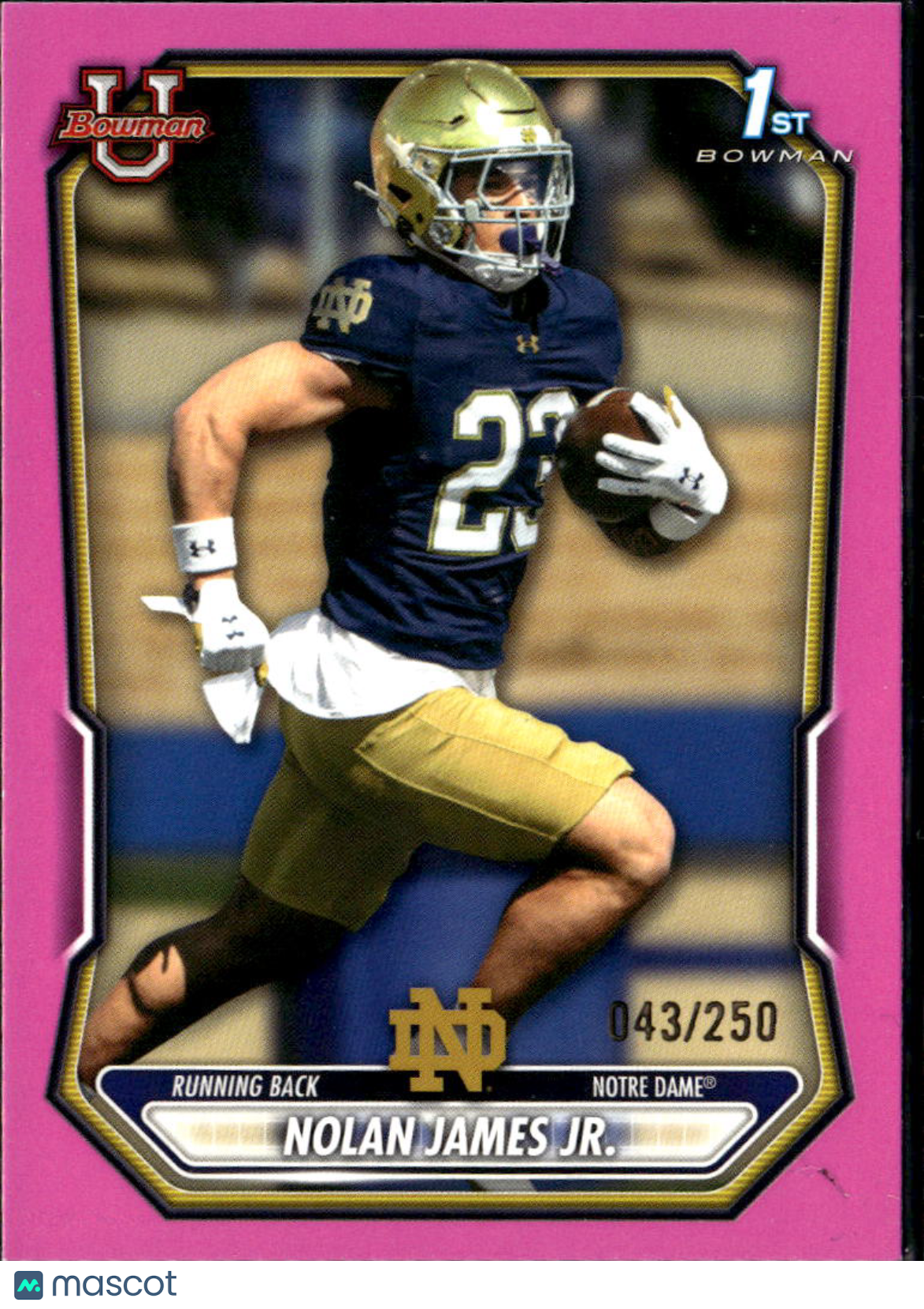 Nolan James Jr. 2026 Bowman 1st Pink Rookie RC 43/250 Notre Dame Fighting Irish