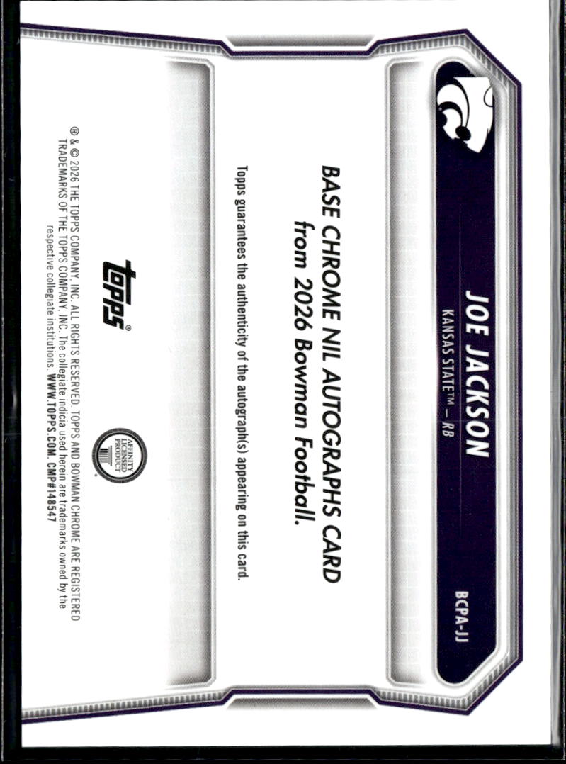 Joe Jackson 2026 Bowman Chrome 1st GOLD Auto Autograph 43/50 Kansas State