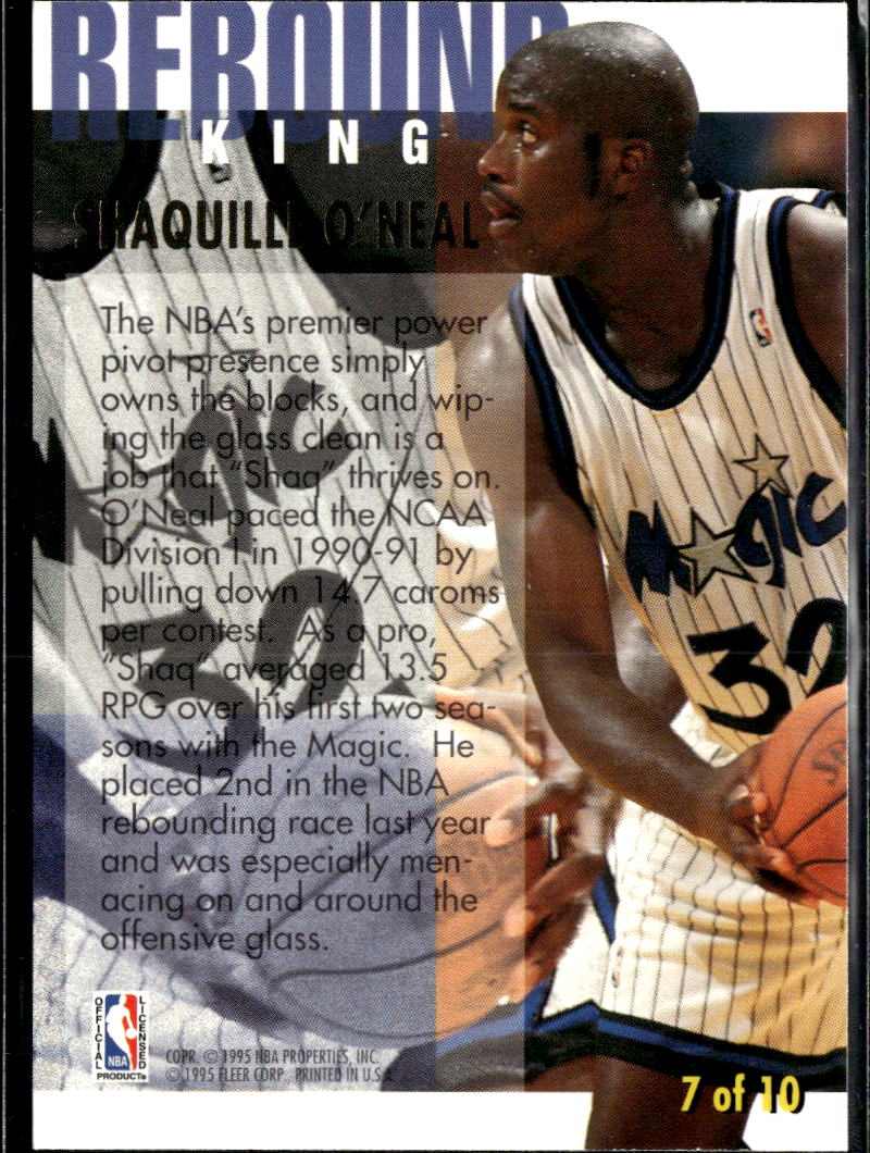 Shaquille O'Neal 1994-95 Fleer Ultra Rebound King Orlando Magic
