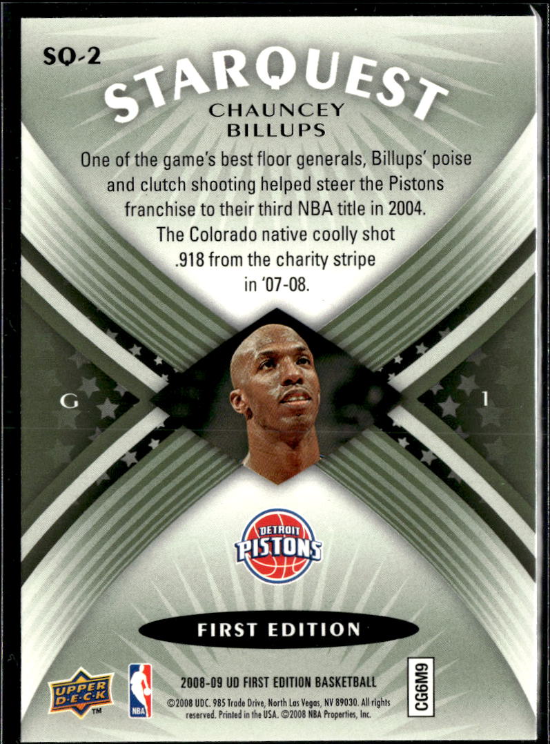 Chauncey Billups 2008-09 Upper Deck StarQuest First Edition Detroit Pistons