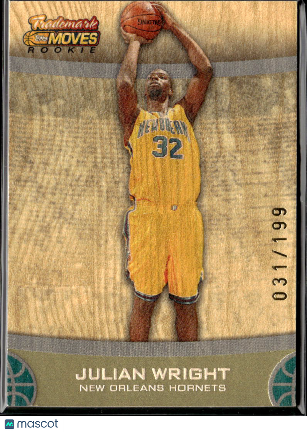 Julian Wright 2007 Topps Trademark Moves Wood RC 31/199 New Orleans Hornets