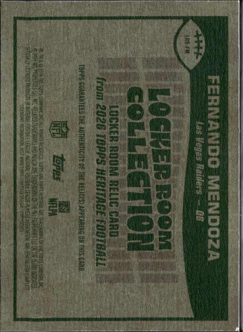 Fernando Mendoza 2026 Topps Heritage Jersey Patch RC Las Vegas Raiders