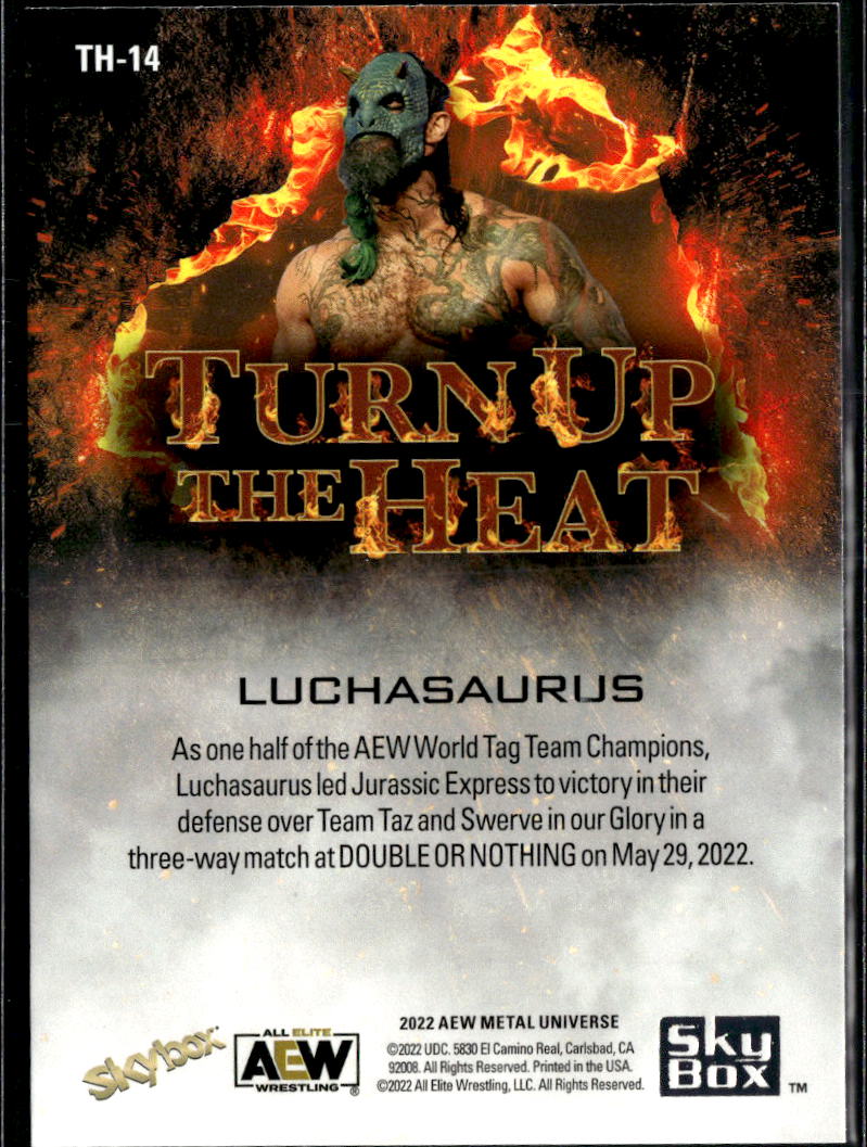 Luchasaurus 2022 SkyBox Metal Universe AEW Turn Up the Heat