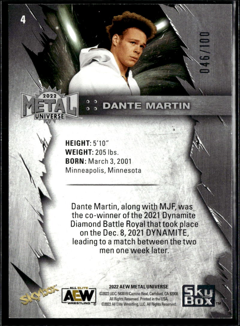 Dante Martin 2022 SkyBox Metal Universe AEW Precious Metal Gems Red /100