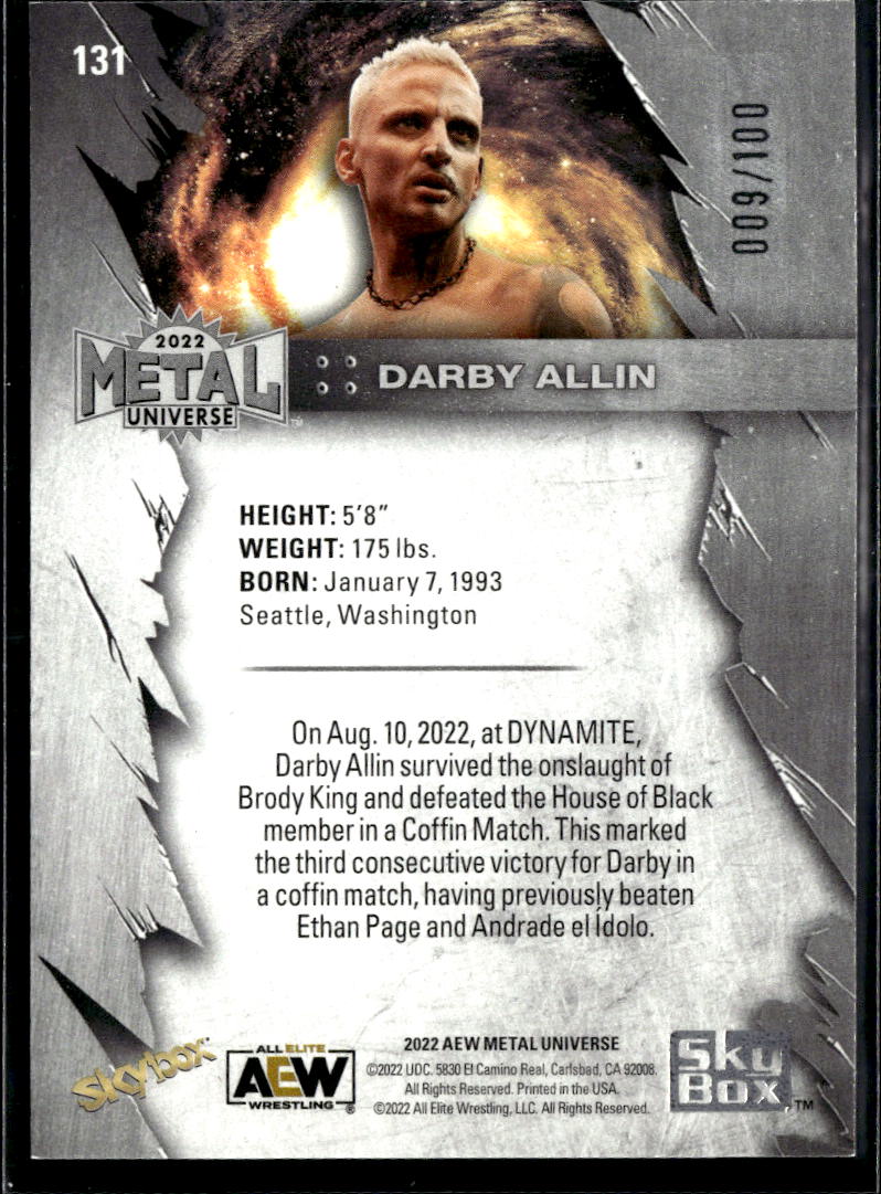 Darby Allin 2022 SkyBox Metal Universe AEW Precious Gems Green 9/100
