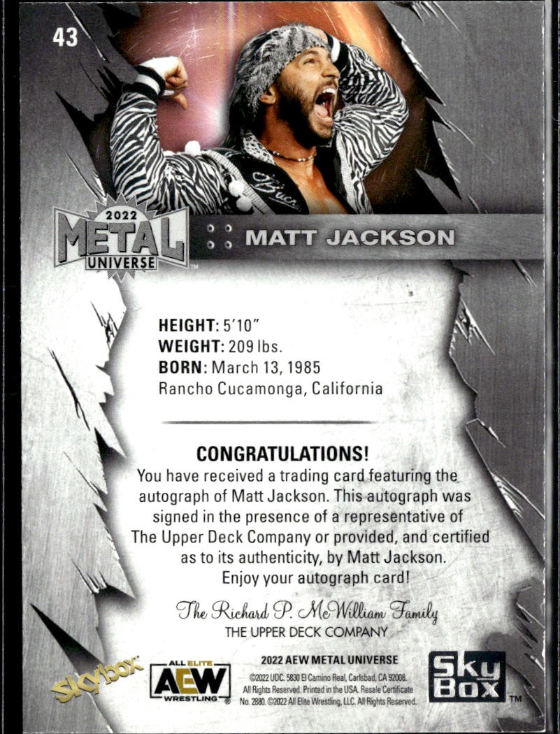 Matt Jackson 2022 Metal Universe AEW Auto Autograph