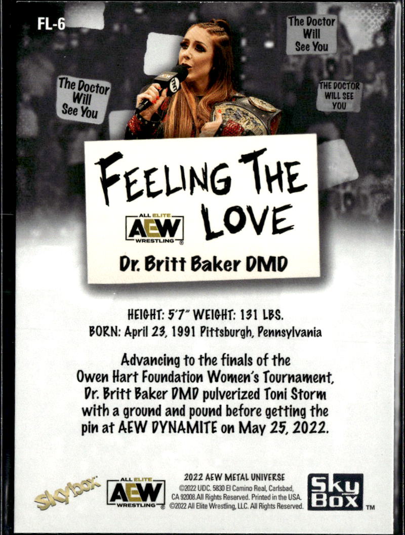 Dr. Britt Baker DMD 2022 SkyBox AEW Metal Universe Feeling The Love