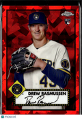 Drew Rasmussen 2021 Topps Chrome Platinum Red RC /100 Milwaukee Brewers