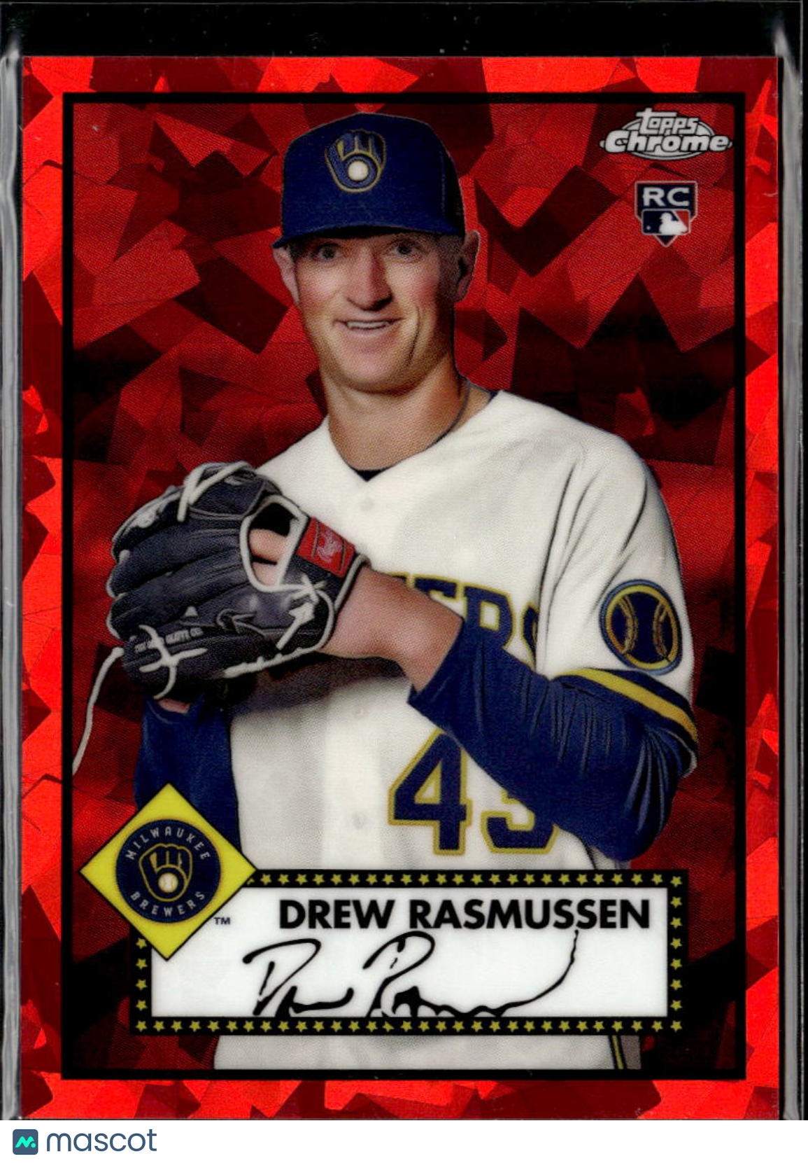 Drew Rasmussen 2021 Topps Chrome Platinum Red RC /100 Milwaukee Brewers
