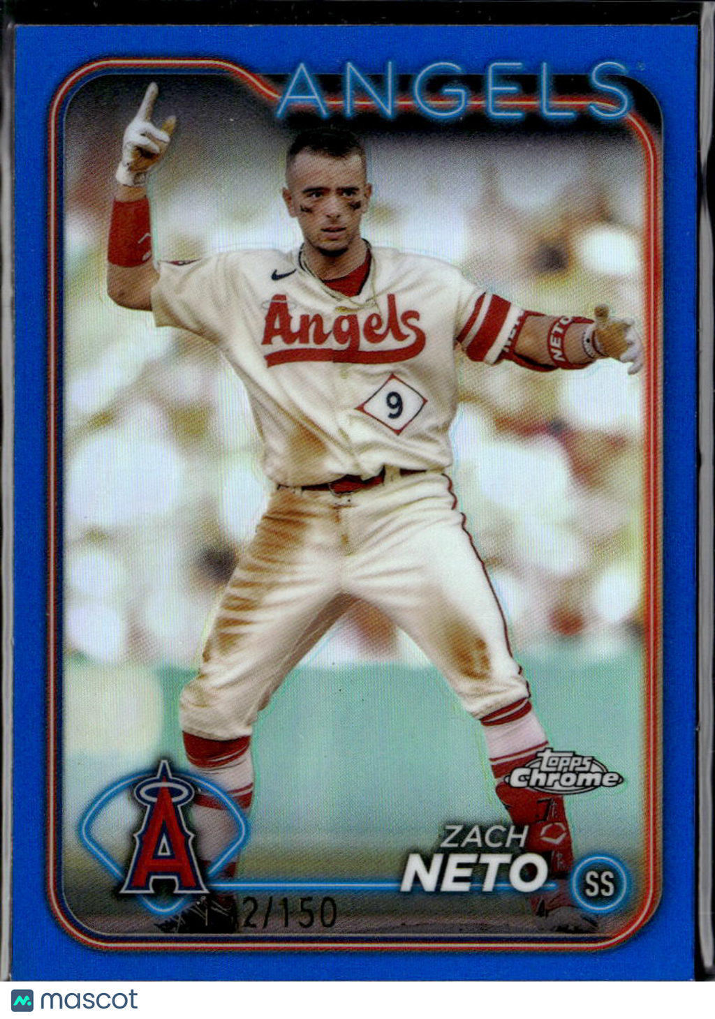 Zach Neto 2024 Topps Chrome Blue Refractor 132/150 Los Angeles Angels