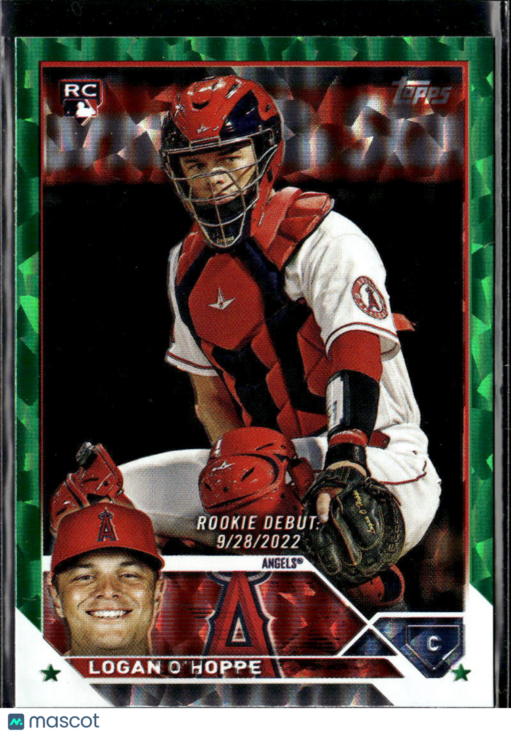 Logan O'Hoppe 2023 Topps Green Foilboard RC /499 Los Angeles Angels