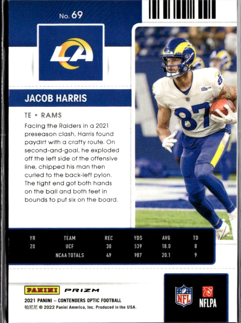 Jacob Harris 2022 Contenders Optic Holo Silver Rookie RC Los Angeles Rams