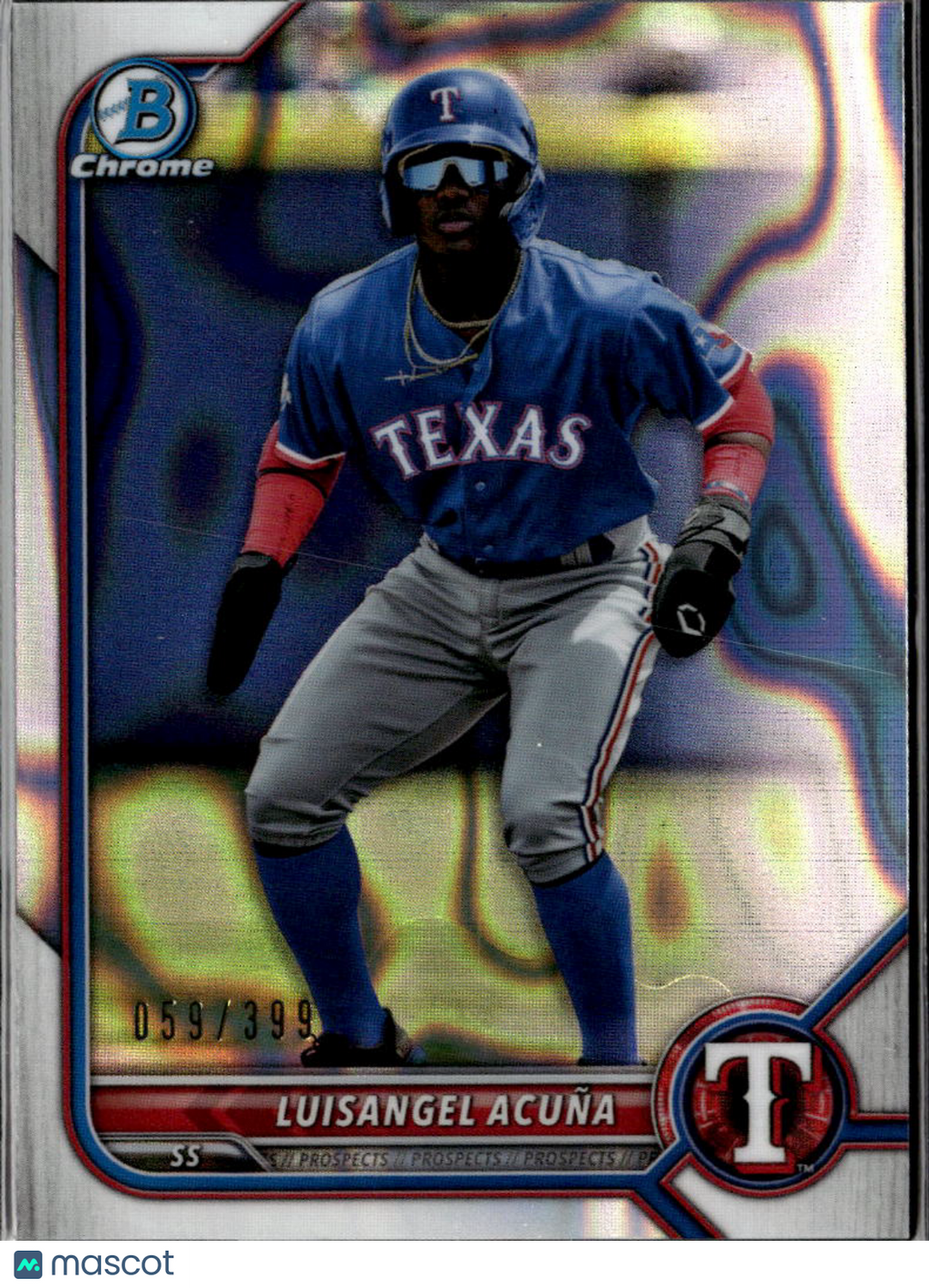 Luisangel Acuña 2022 Bowman Chrome Lava Refractor /399 Texas Rangers
