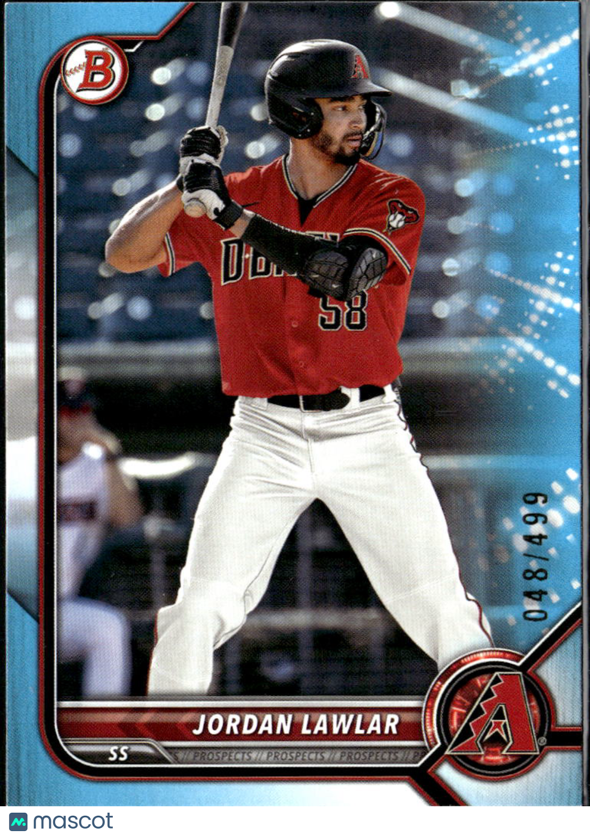Jordan Lawlar 2022 Bowman Draft Sky Blue /499 Arizona Diamondbacks