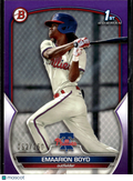 Emaarion Boyd 2023 Bowman 1st Purple /250 Philadelphia Phillies