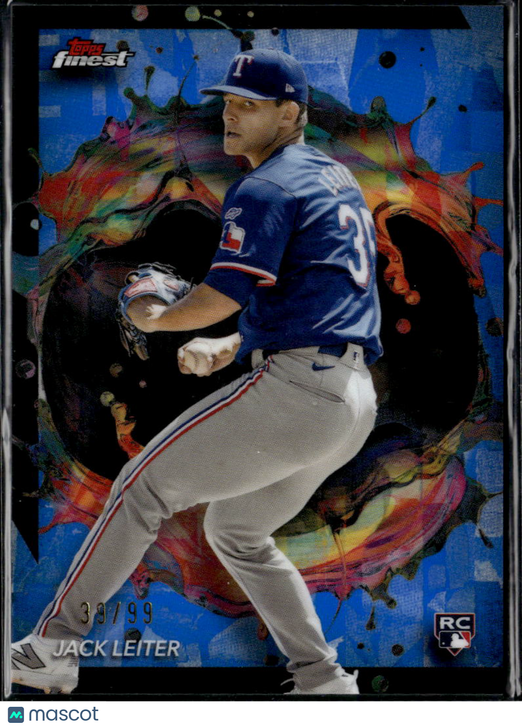 Jack Leiter 2024 Topps Finest RARE Blue Refractor RC Rookie 39/99 Texas Rangers