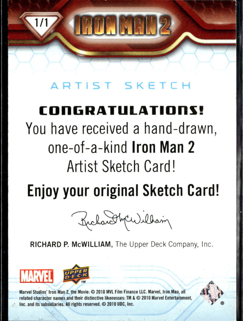 Magneto 2010 Upper Deck Iron Man 2 Sketch Card 1/1 One-of-One