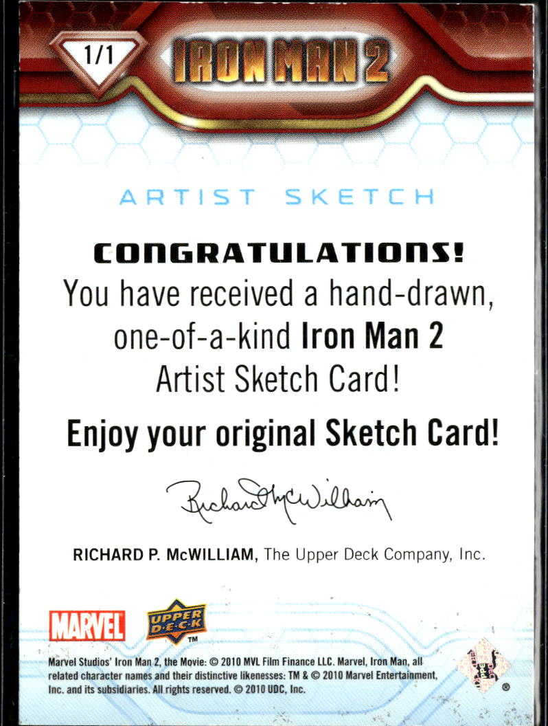 Iron Man 2010 Upper Deck 2 Sketch Card 1/1 One-of-One