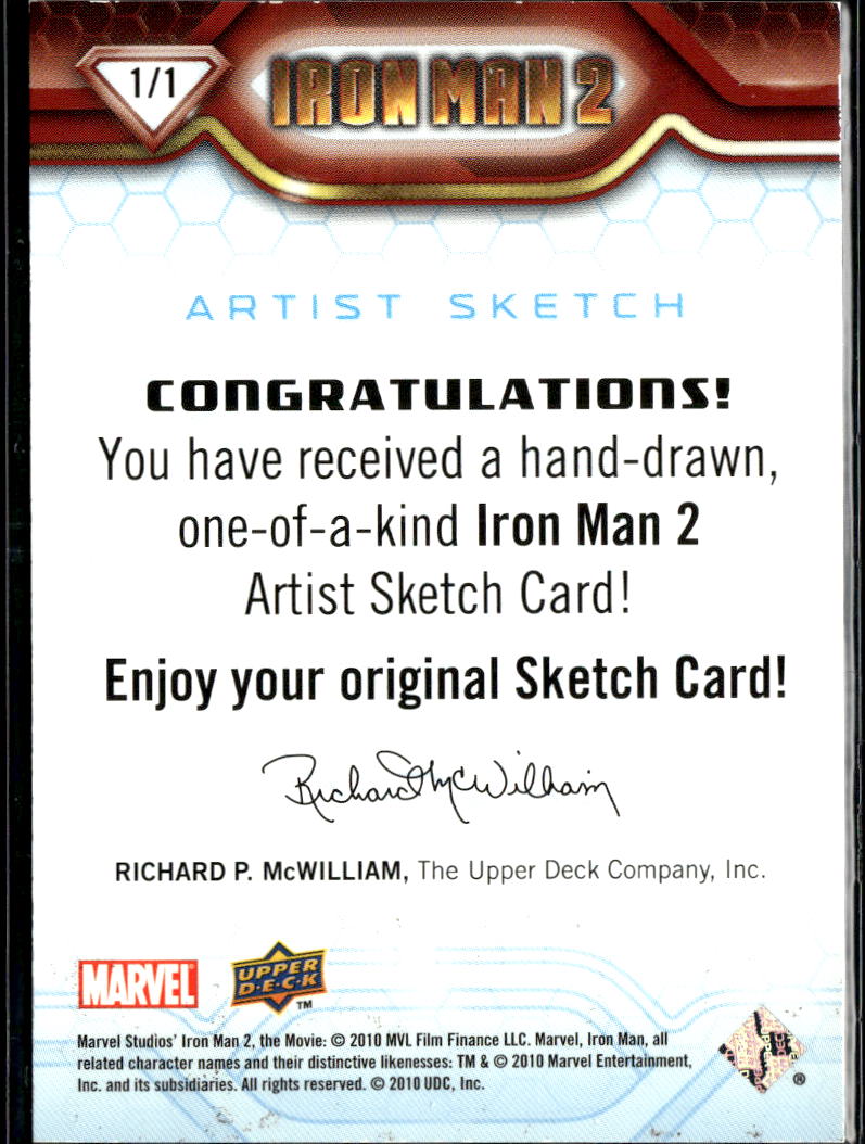Iron Man 2010 Upper Deck 2 Sketch Card 1/1 One-of-One