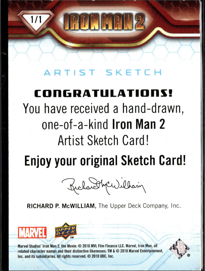 Iron Man 2010 Upper Deck 2 Sketch Card 1/1 One-of-One