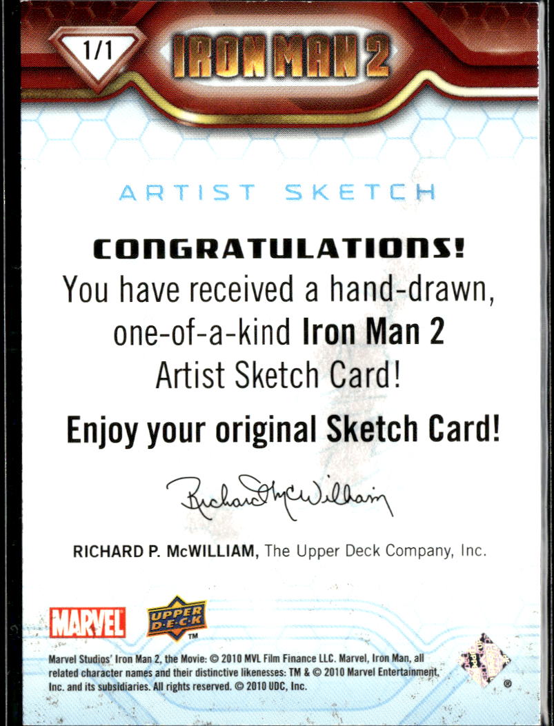 Iron Man 2010 Upper Deck 2 Sketch Card 1/1 One-of-One