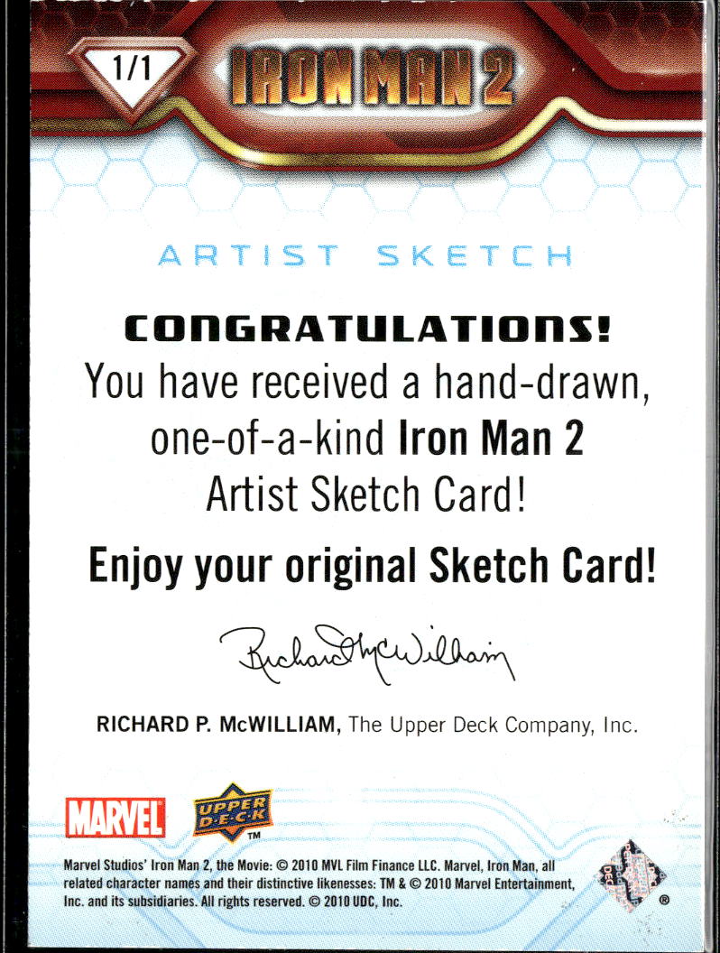 Iron Man 2010 Upper Deck 2 Sketch Card 1/1 One-of-One