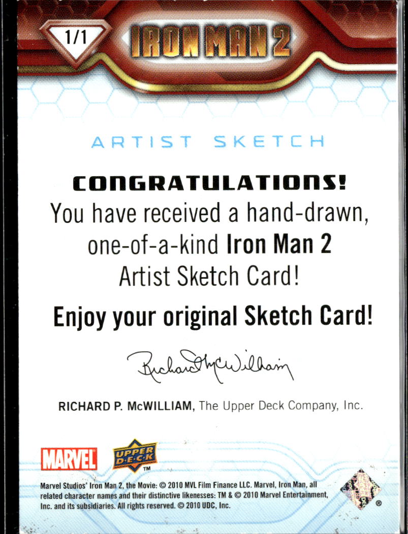 Iron Man 2010 Upper Deck 2 Sketch Card 1/1 One-of-One