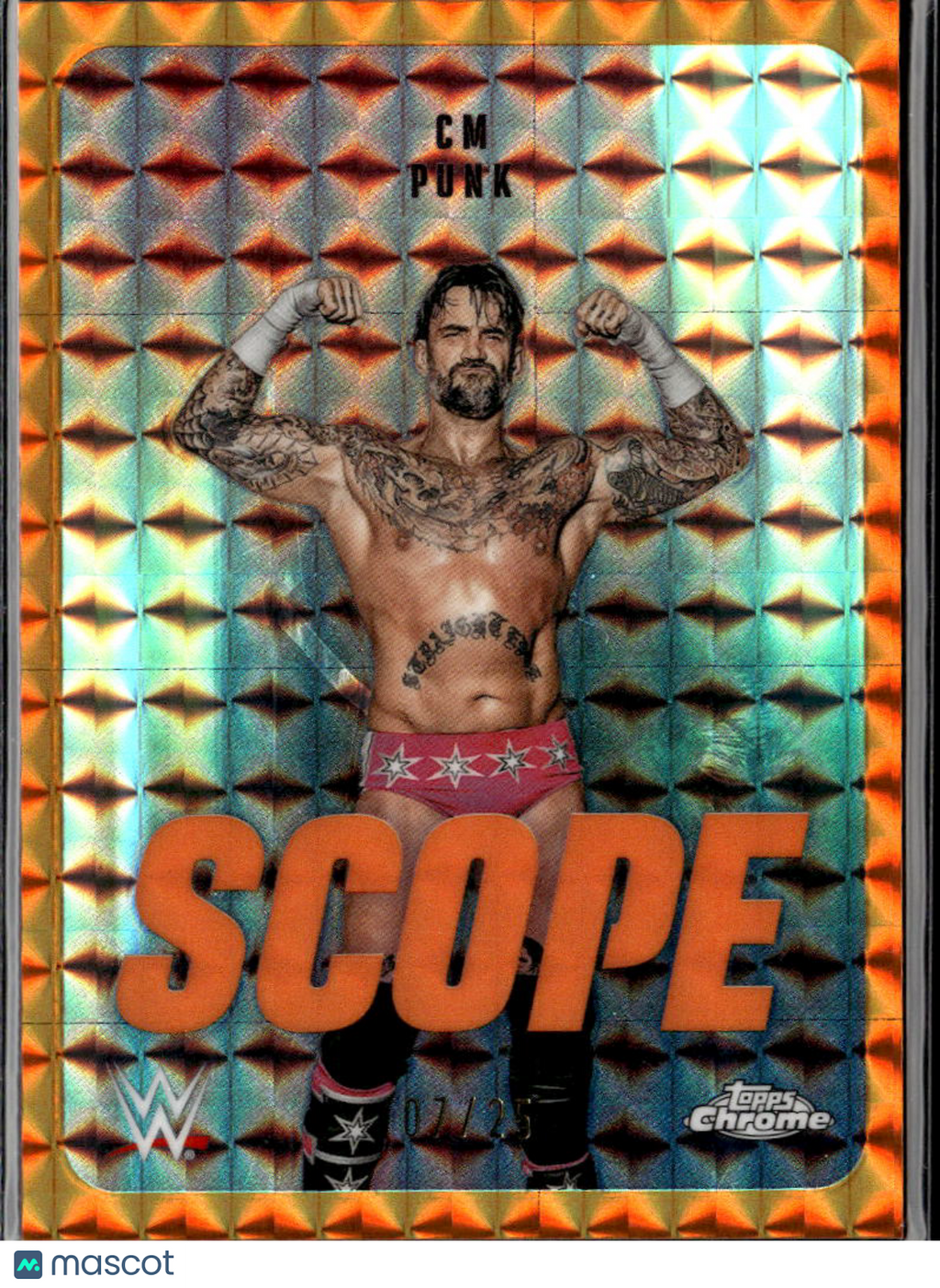 CM Punk 2026 Topps Chrome WWE Orange Refractor Scope 7/25
