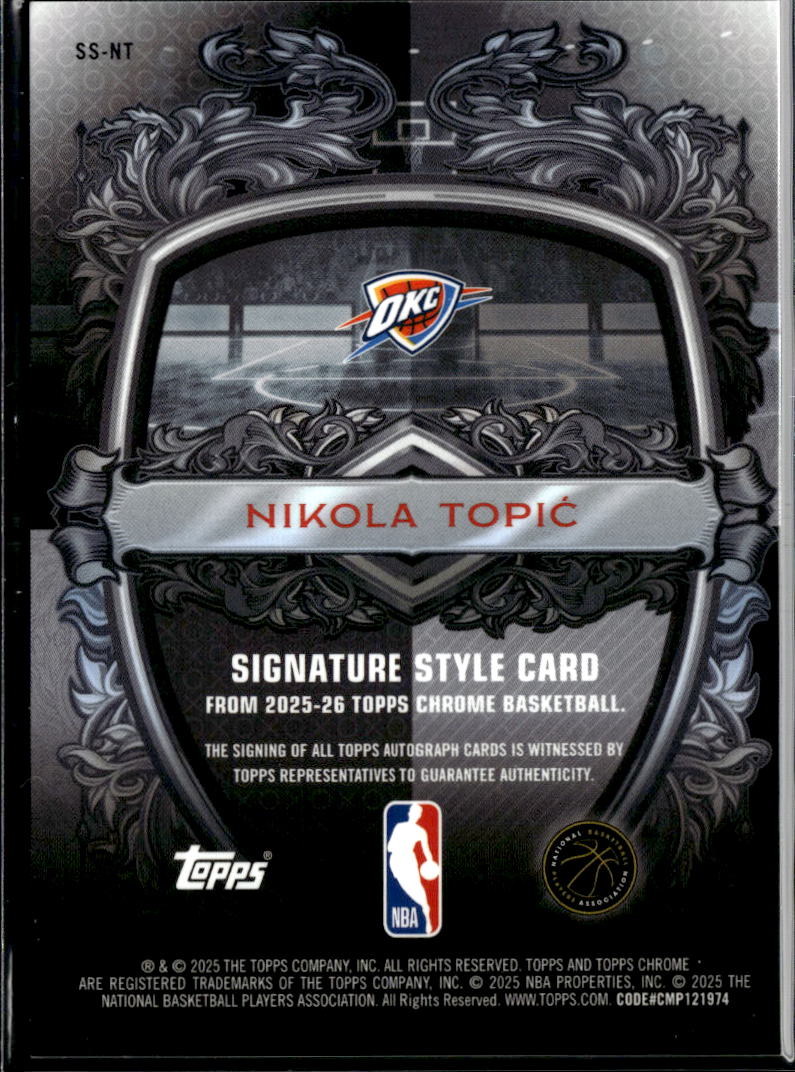Nikola Topić 2025 Topps Chrome Auto Autograph Blue 61/150 Oklahoma City Thunder