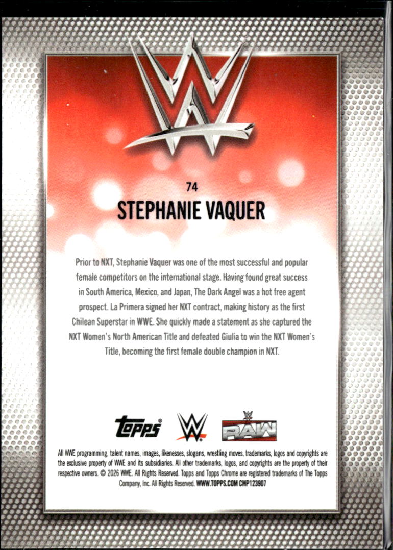 Stephanie Vaquer 2026 Topps Chrome WWE Orange Refractor 17/25