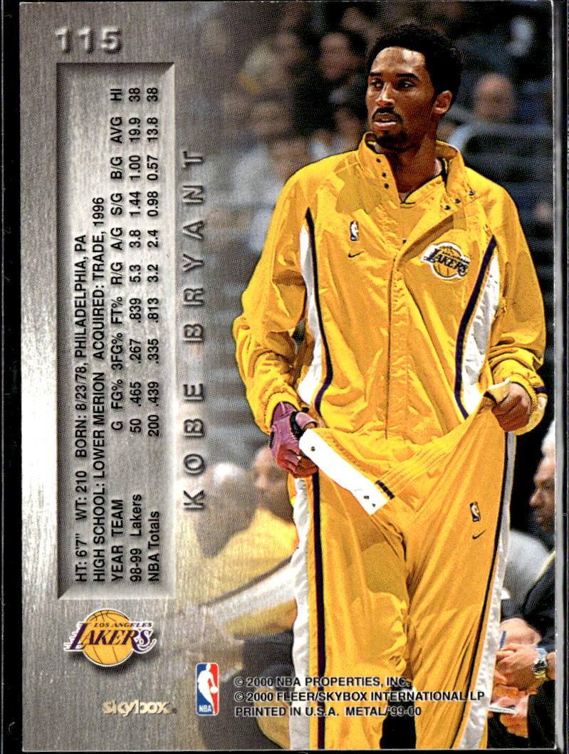 Kobe Bryant 1999-00 SkyBox Metal #115 Los Angeles Lakers