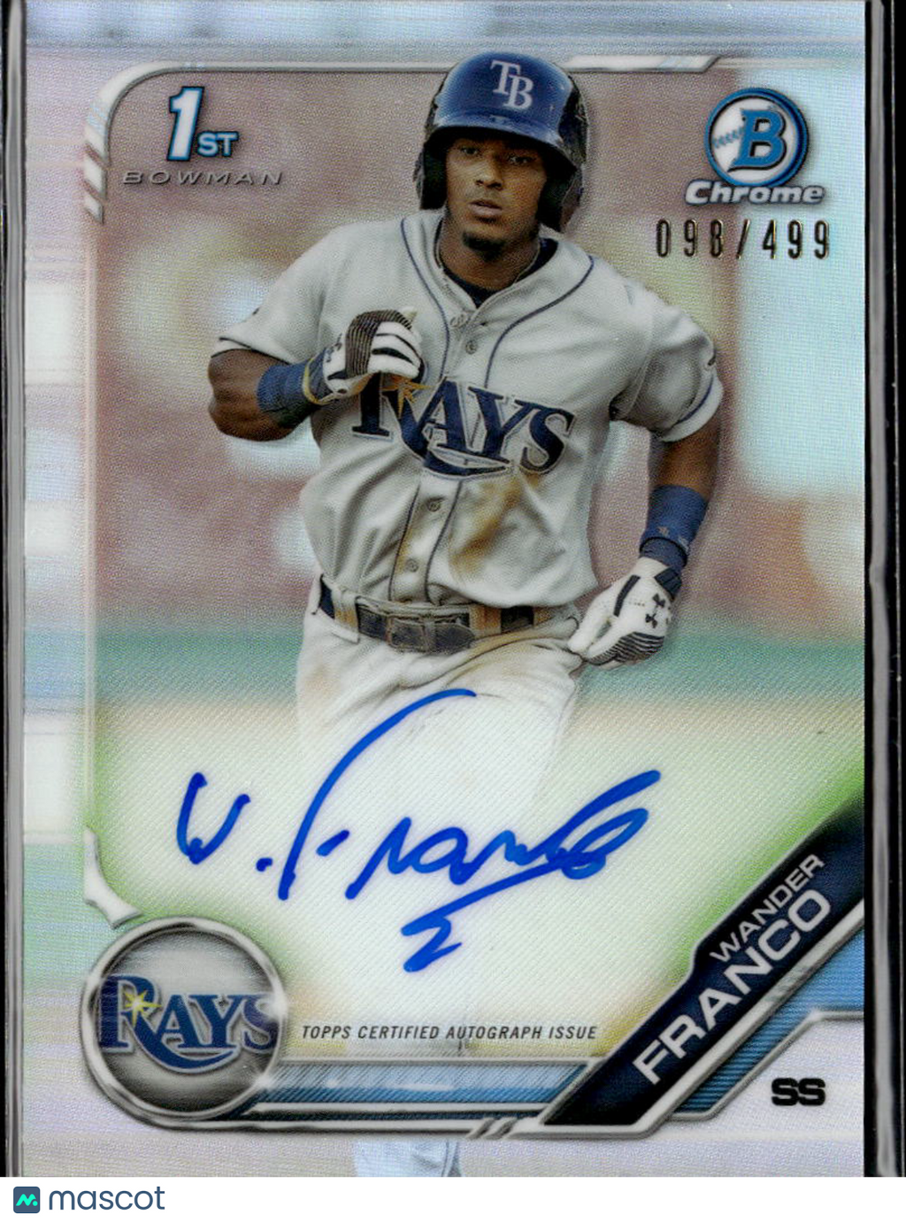Wander Franco 2019 Bowman Chrome 1st Auto Autograph 98/499 Tampa Bay Rays