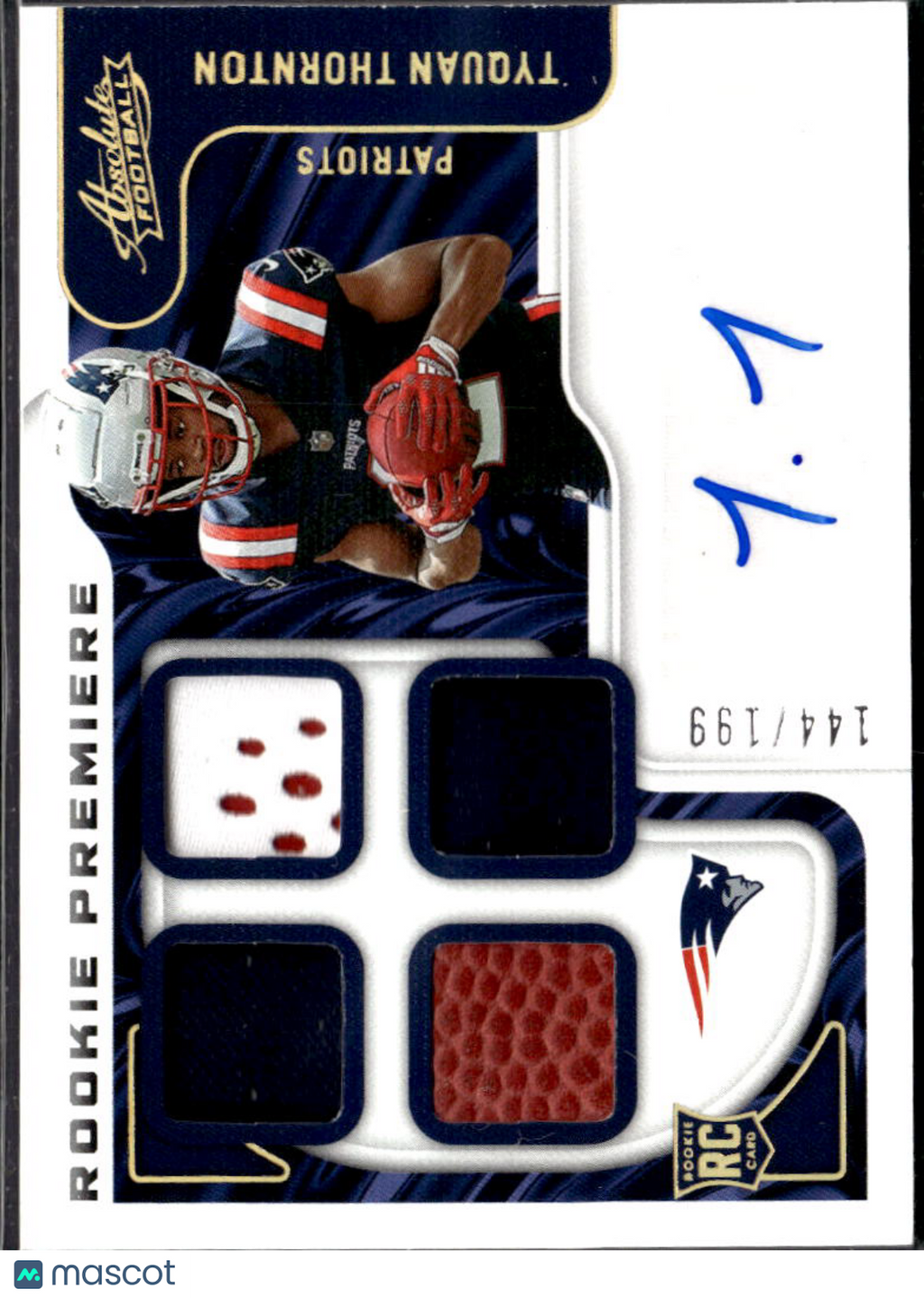 Tyquan Thornton 2022 Absolute Auto Autograph Patch Glove RC 144/199 Patriots